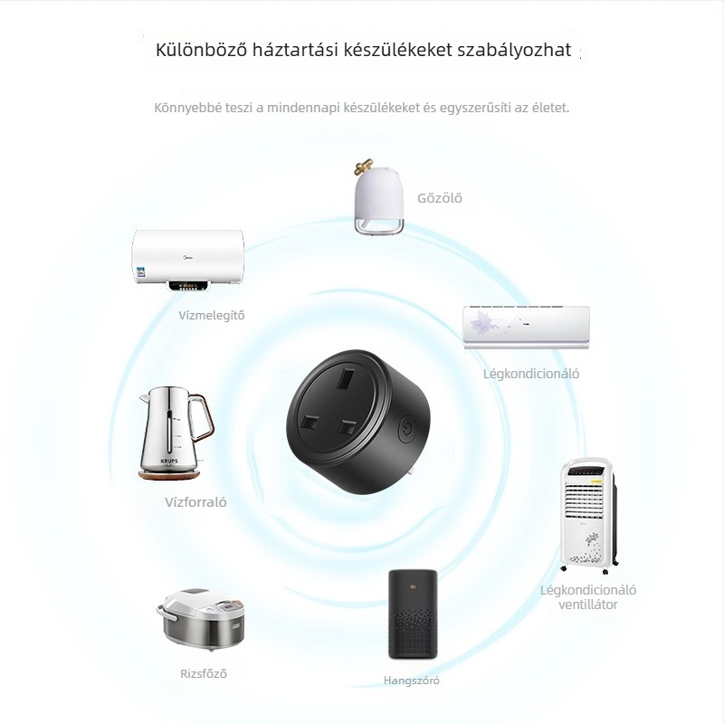 UK szabványú WiFi okos konnektor, alkalmazásvezérlés, 16A, 110-240V tartomány, 3500W, tömeg 84 g