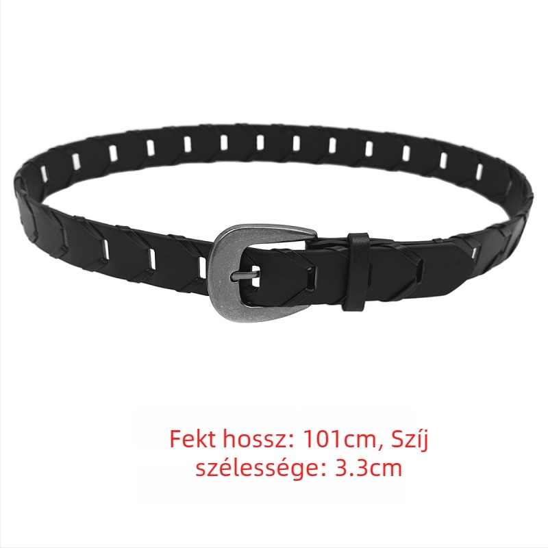 PU öv ötvözet csattal, tűs csat, üreges dizájn, sokoldalú stílus