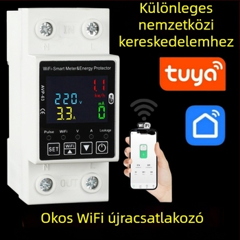 Fangke WiFi távvezérlésű teljesítményvédő – védelem túlfeszültség, alacsony feszültség, túláram, szivárgó áram és időzített újra zárás – 63 A