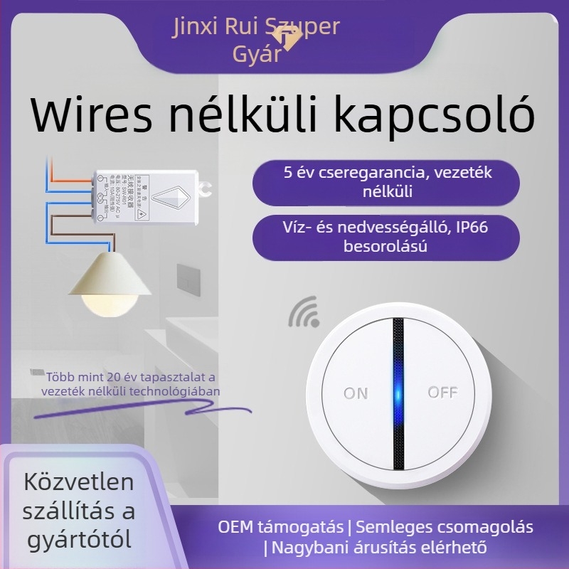 Mágneses vezeték nélküli távirányítós kapcsoló, IP66 vízálló, telepítés vezeték nélkül, -40°C-tól 70°C-ig működési tartomány, V0 tűzálló
