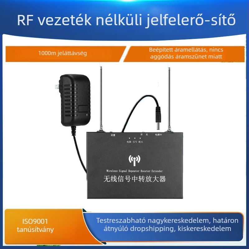 Kétmódú vezeték nélküli jelerősítő ismétlő, hosszú hatótávolsággal, 1000 m-ig, magas teljesítményű RF jel-erősítő és távirányító, CE-tanúsított
