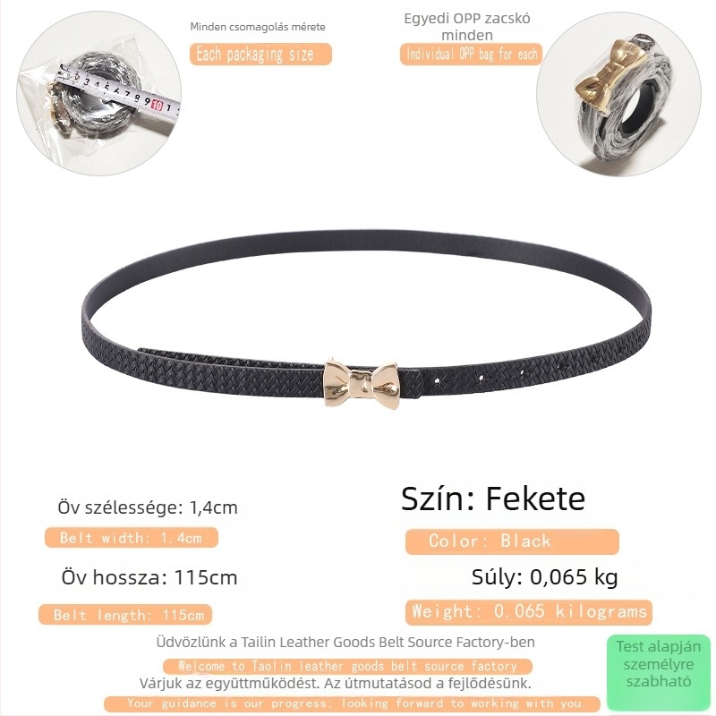 PU bőr ruhaszíj ötvözet csattal, sima záródás, vékony, <2 cm szélesség, Junno Tribe