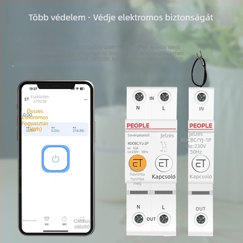 Okos WiFi áramkör-megszakító mobillal és időzítővel, távoli vezérléssel a mobiltelefonon keresztül, 220V AC, 63A, legfeljebb 15000W állítható