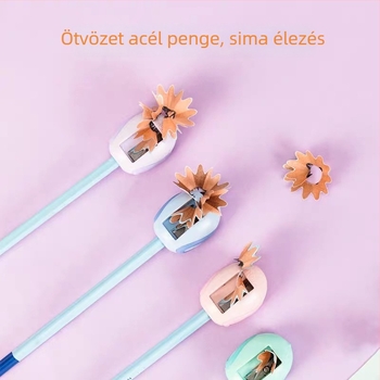 Deli 0588 ceruzahegyező – műanyag, kézi működés, rajzfilmszerű dizájn
