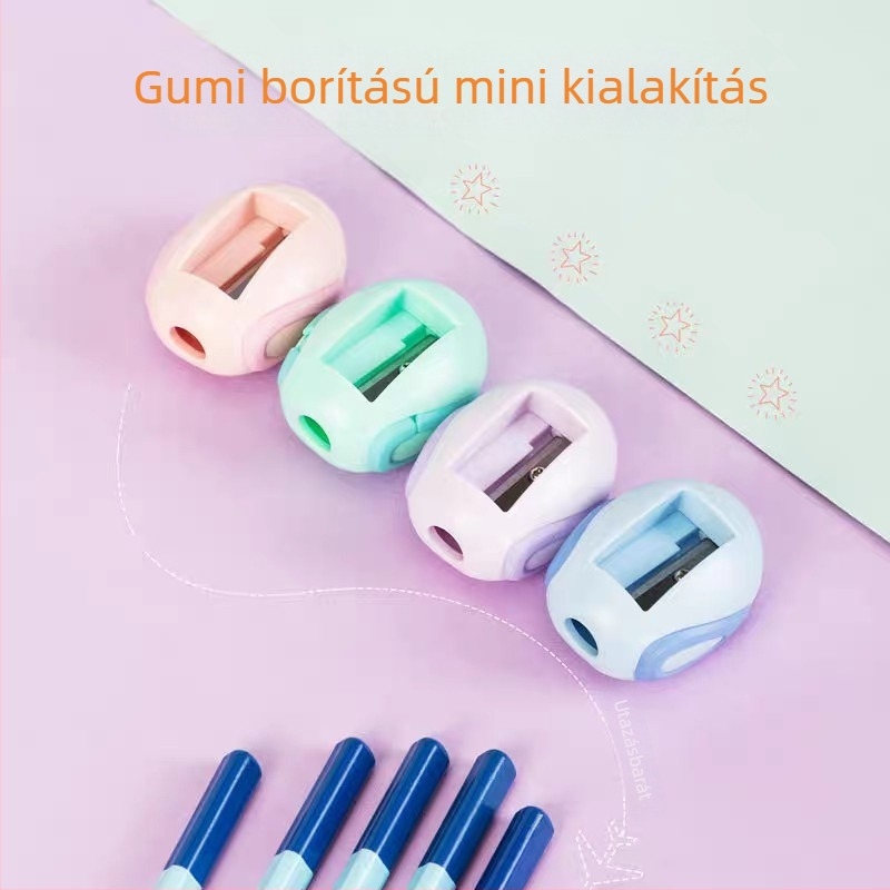 Deli 0588 ceruzahegyező – műanyag, kézi működés, rajzfilmszerű dizájn