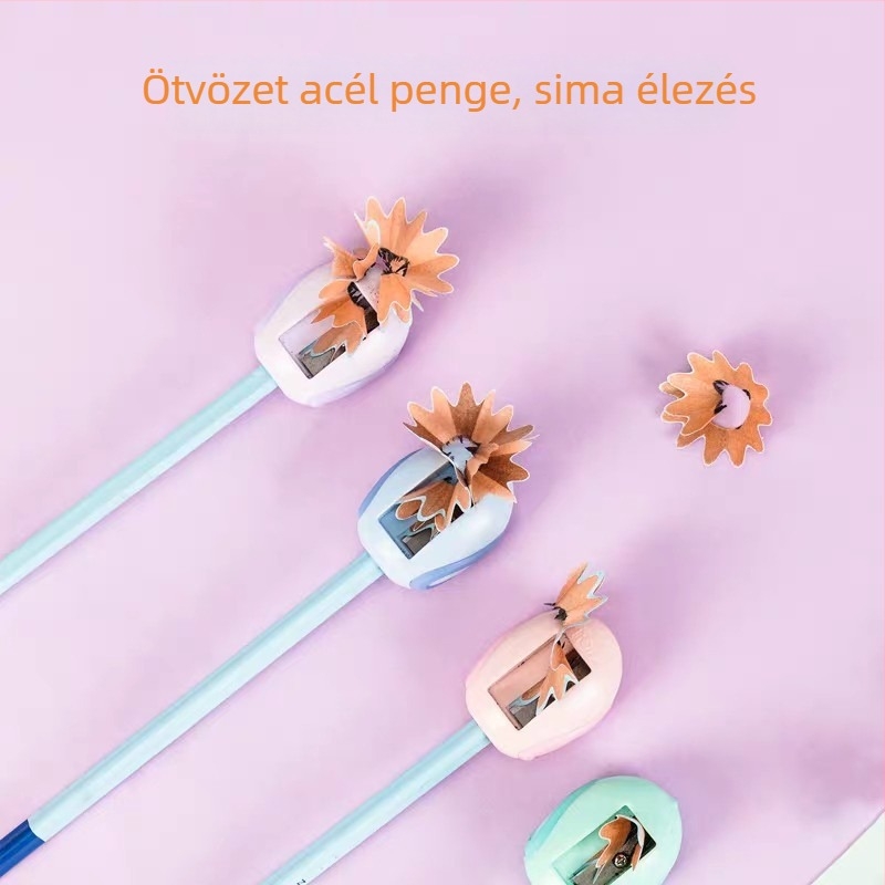 Deli 0588 ceruzahegyező – műanyag, kézi működés, rajzfilmszerű dizájn