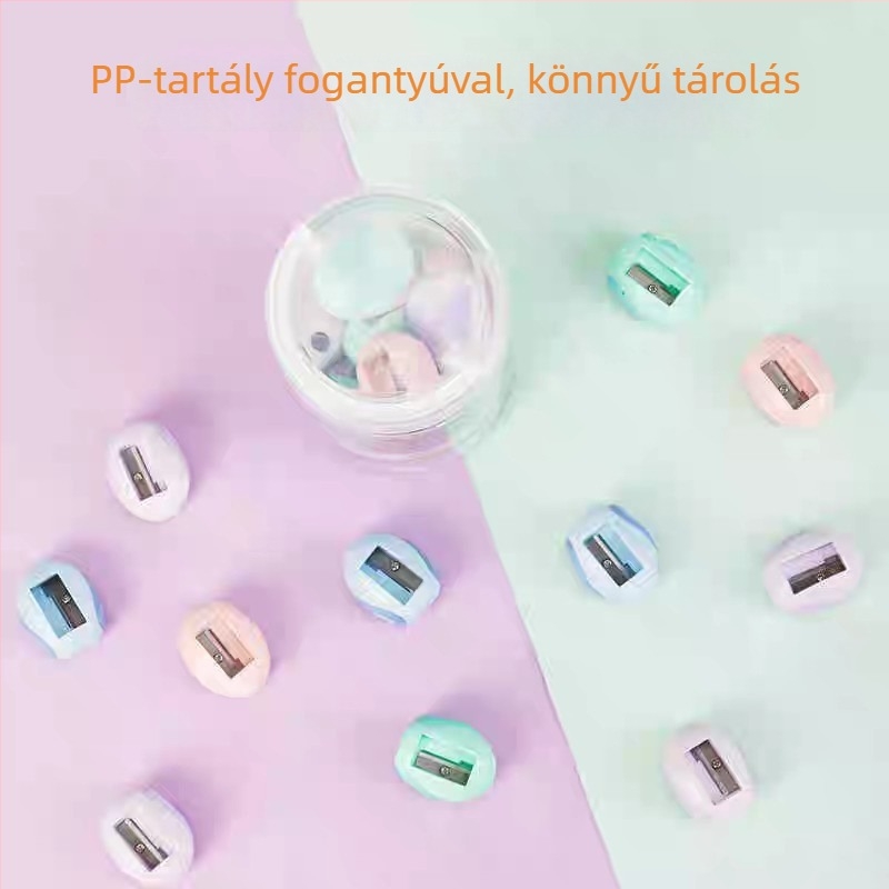 Deli 0588 ceruzahegyező – műanyag, kézi működés, rajzfilmszerű dizájn