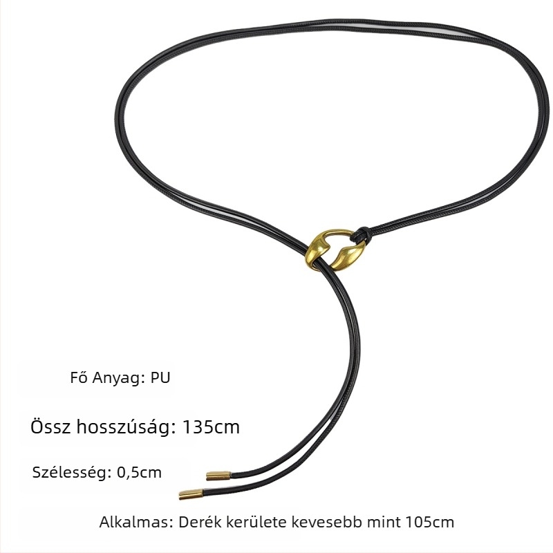 Női PU bőr hatású derékszíj kötéssel és csomózással, ötvözetes csat, antik felület