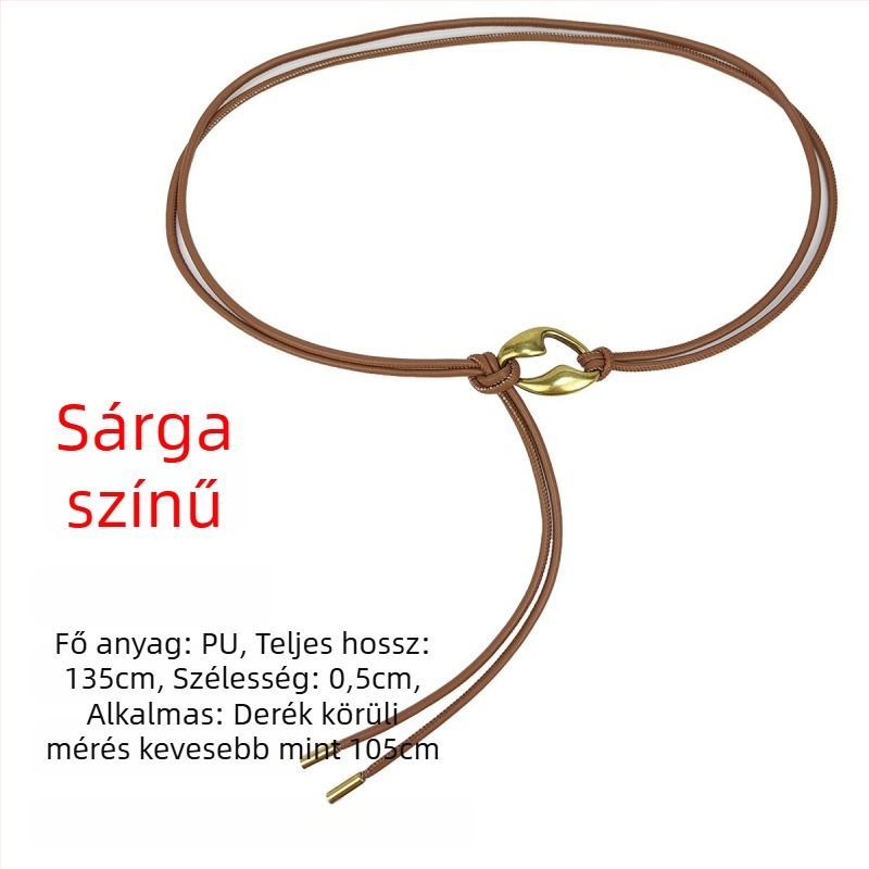 Női PU bőr hatású derékszíj kötéssel és csomózással, ötvözetes csat, antik felület