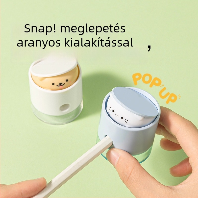 NS073 Pop-Up ceruzahegyező – állat alakú, kézi, műanyag, 6 darab/csomag, 144 darab/doboz