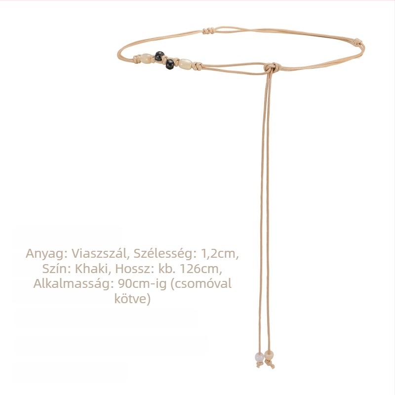 Női deréklánc viaszoszsinórból, dekoratív kiegészítő ruhákhoz, vékony zsinór design, sokoldalú stílus, szélesség <1 cm