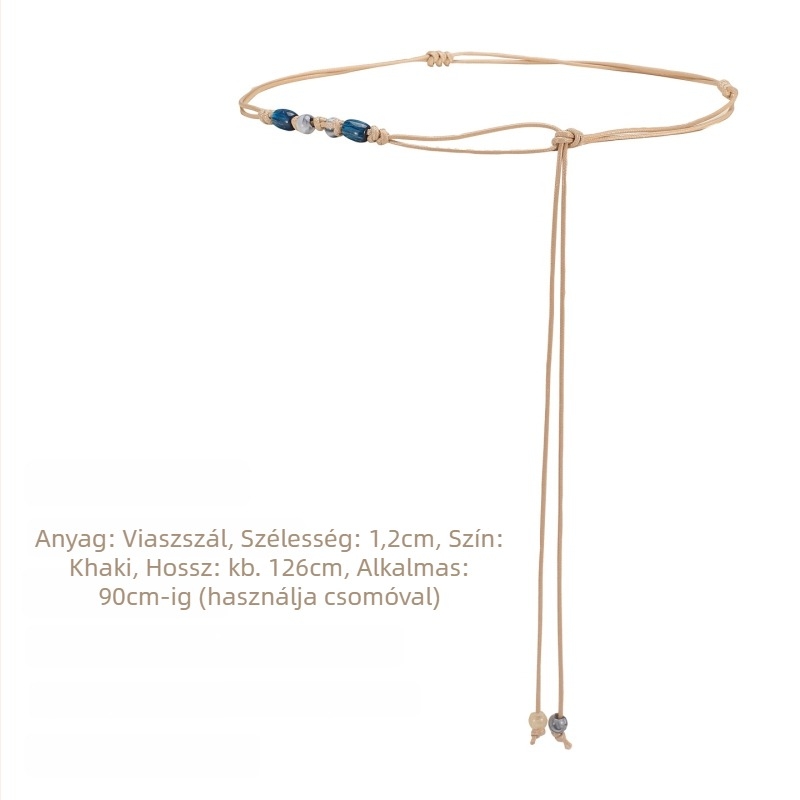 Női deréklánc viaszoszsinórból, dekoratív kiegészítő ruhákhoz, vékony zsinór design, sokoldalú stílus, szélesség <1 cm