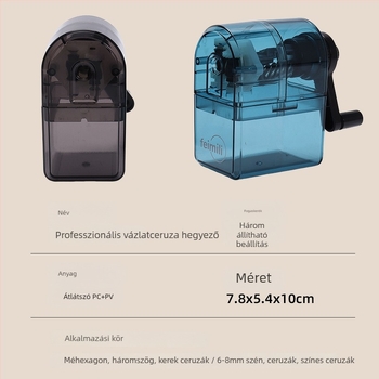 Második generációs skiccceruza élező, fejlesztett verzió, PC anyag, kézi működtetés, szénceruzákhoz kompatibilis, 175 g