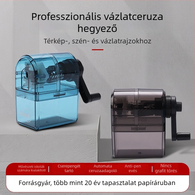 Második generációs skiccceruza élező, fejlesztett verzió, PC anyag, kézi működtetés, szénceruzákhoz kompatibilis, 175 g