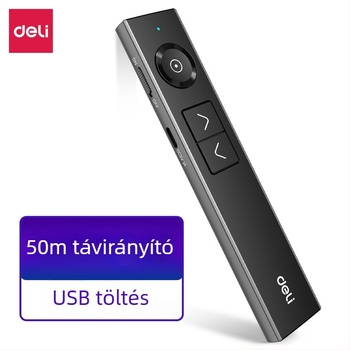 Deli 50681 Digitális oldalváltó lézerpointer, elektronikus oktatópálca, USB töltés, 50 m hatótávolság, 300 mAh akkumulátor