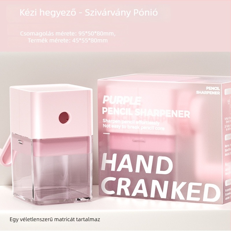 Kézi ceruzahegyező tekerővel — általános iskolásoknak, műanyagból, geometriai forma, 200 g