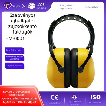 ABS zajcsökkentő fülvédők tanuláshoz és alváshoz, fejre illeszkedő kivitel, habszivacs bélés, EM-6001, 27dB SNR / 30dB NNR