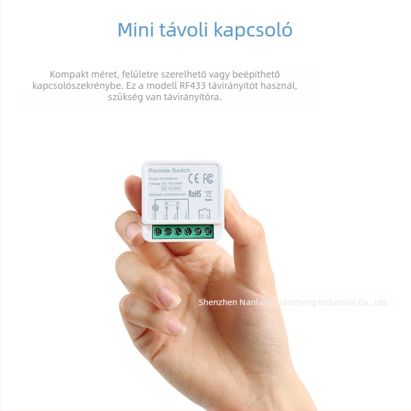 COLOROCK vezeték nélküli távirányítós kapcsoló otthoni és irodai világításhoz és készülékekhez, -20–60 °C működési tartomány, CE tanúsítvány.