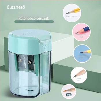 Morning Light APS912D4 ceruzahegyező forgácsdobozzal – kétlyukú, kézi, műanyag, iskolásoknak