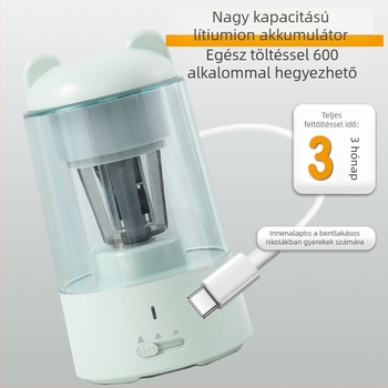 JY-023 Elektromos, teljesen automata ceruzahegyező – 3 állásos beállítás, Li-ion 1800 mAh akkumulátor, ABS anyag