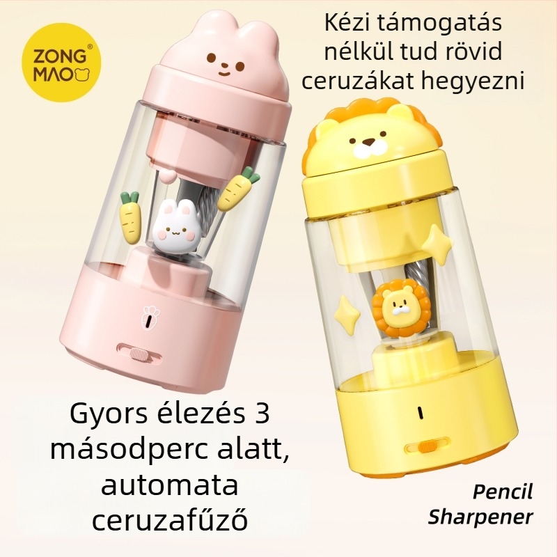 JY-023 Elektromos, teljesen automata ceruzahegyező – 3 állásos beállítás, Li-ion 1800 mAh akkumulátor, ABS anyag