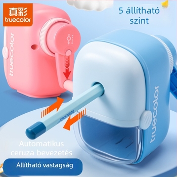 Kézi ceruzahegyező, műanyag ház, általános iskola diákok számára