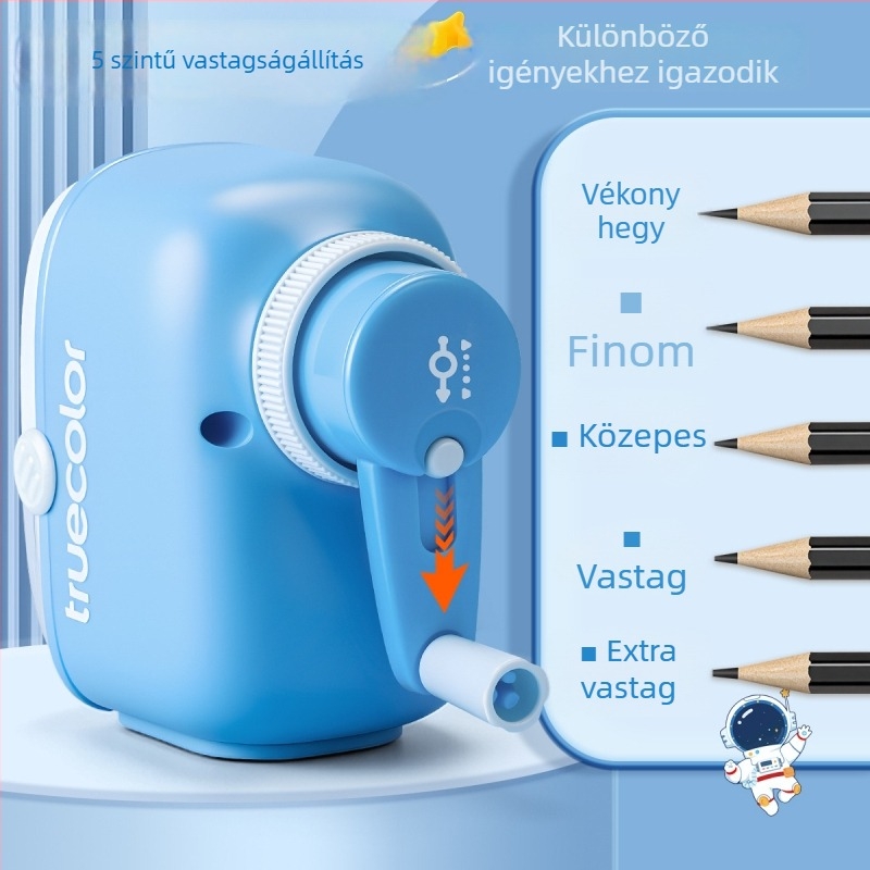 Kézi ceruzahegyező, műanyag ház, általános iskola diákok számára
