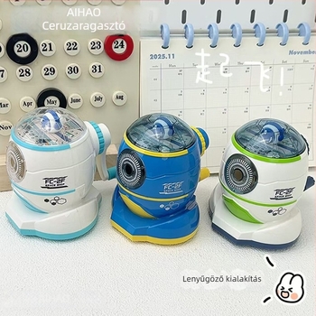 Hobby Ps9490 ceruzahegyező — űrhajó dizájn, kézi hajtású, műanyag, geometriai forma