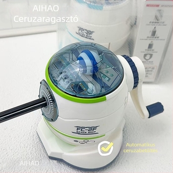 Hobby Ps9490 ceruzahegyező — űrhajó dizájn, kézi hajtású, műanyag, geometriai forma