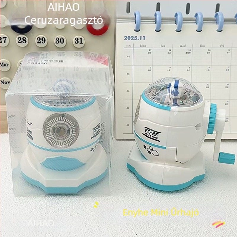 Hobby Ps9490 ceruzahegyező — űrhajó dizájn, kézi hajtású, műanyag, geometriai forma