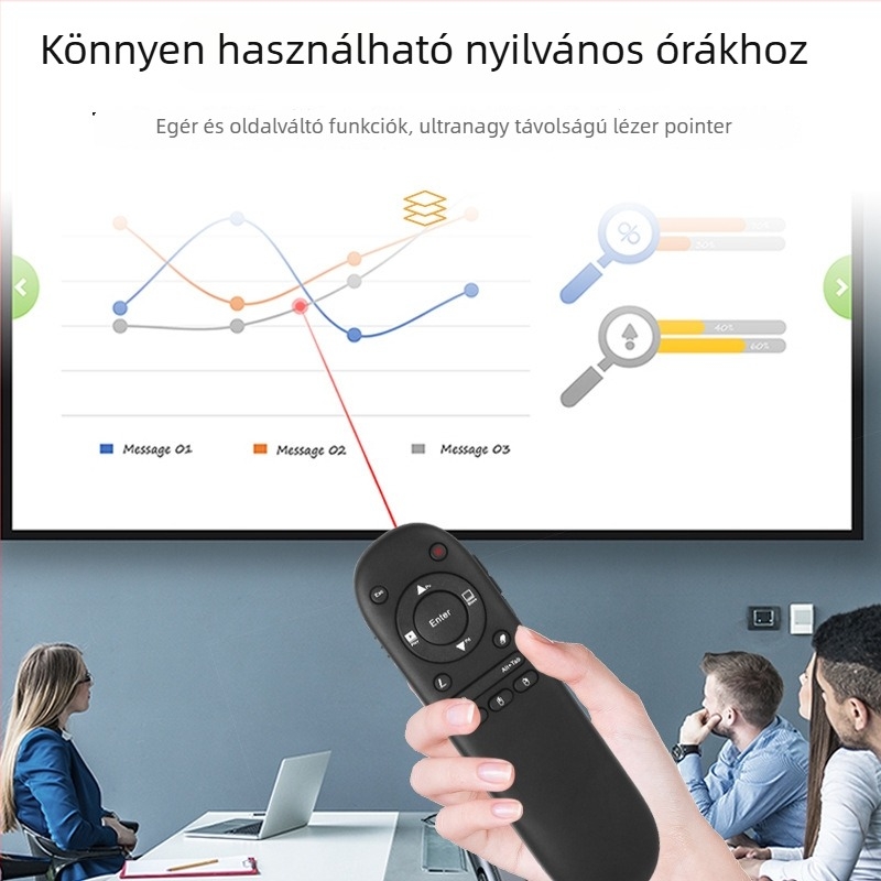 Lázeres PPT vetítés toll – távirányítós mutató 30 m-ig irodai prezentációkhoz, ABS tokozás, YVYE márka