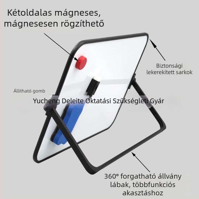 Kétoldalas mágneses asztali fehértábla műanyag kerettel és fém panellel – Gyerekek oktatási segédeszköze
