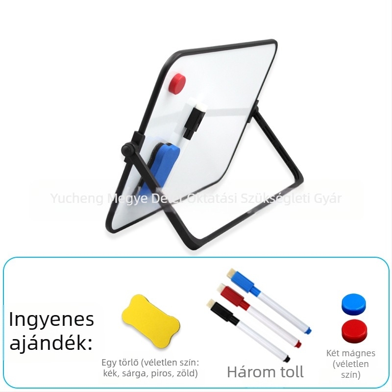 Kétoldalas mágneses asztali fehértábla műanyag kerettel és fém panellel – Gyerekek oktatási segédeszköze