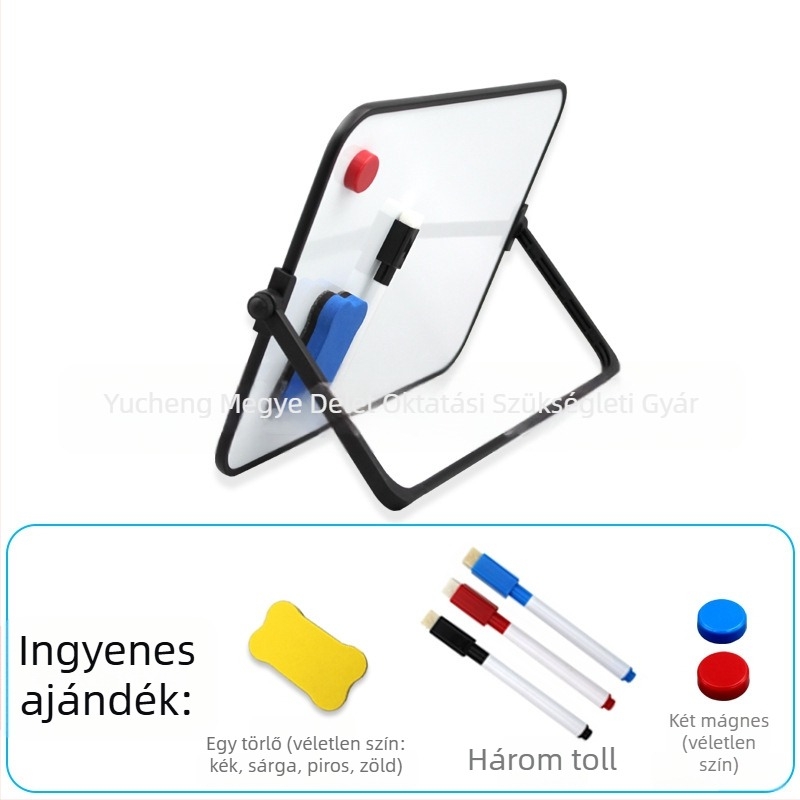 Kétoldalas mágneses asztali fehértábla műanyag kerettel és fém panellel – Gyerekek oktatási segédeszköze