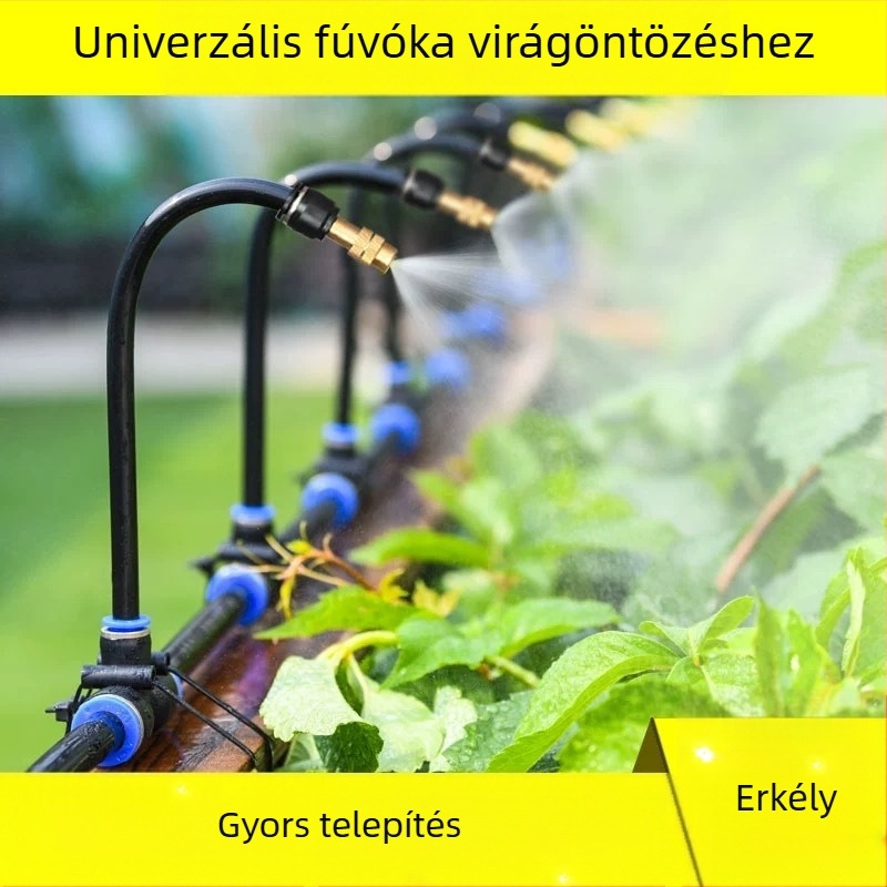Skypace Virágok öntöző eszköze – cseppöntözéses és mikrotubás permetező rendszerrel, otthoni használatra erkélyre, kertbe és cserepes növényekhez.