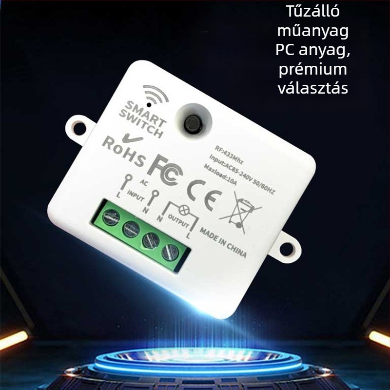 Vezeték nélküli távirányítós kapcsoló, kettős vezérlés, 86-os panel, 220V