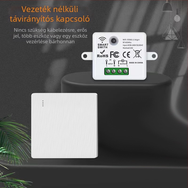 Vezeték nélküli távirányítós kapcsoló, kettős vezérlés, 86-os panel, 220V