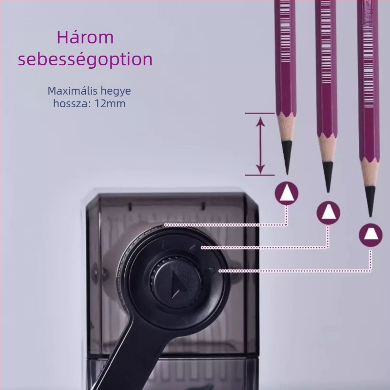 Rumonte Vázlat ceruzahegyező – fém test, kézi hajtás, geometriai kialakítás, szénceruzákhoz