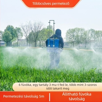 Elektromos hátizsákos permetező többfejű fúvókával, állítható magasságú és teleszkópos kar