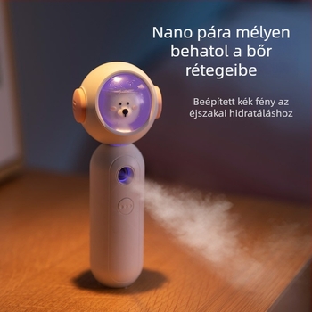 Nano köd hidratáló készülék, kézi, USB hordozható arcápoló párásító, modell T01, csiszolt burkolat, 1 fokozatú üzemmód, hideg permet, köd idő 31–60 mp