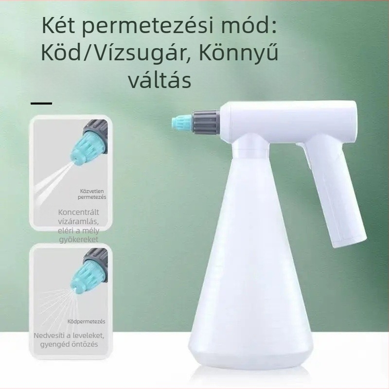 Újratölthető elektromos permetezőflakon alkohollal történő fertőtlenítésre és növények öntözésére, otthoni és kerti használatra.