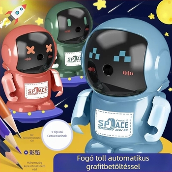 Kézi, többfunkciós ceruzahegyező robotos dizájnnal, CHANGLI, modellek 450/515/402/403/404/405, műanyag ház, tömeg 173 g