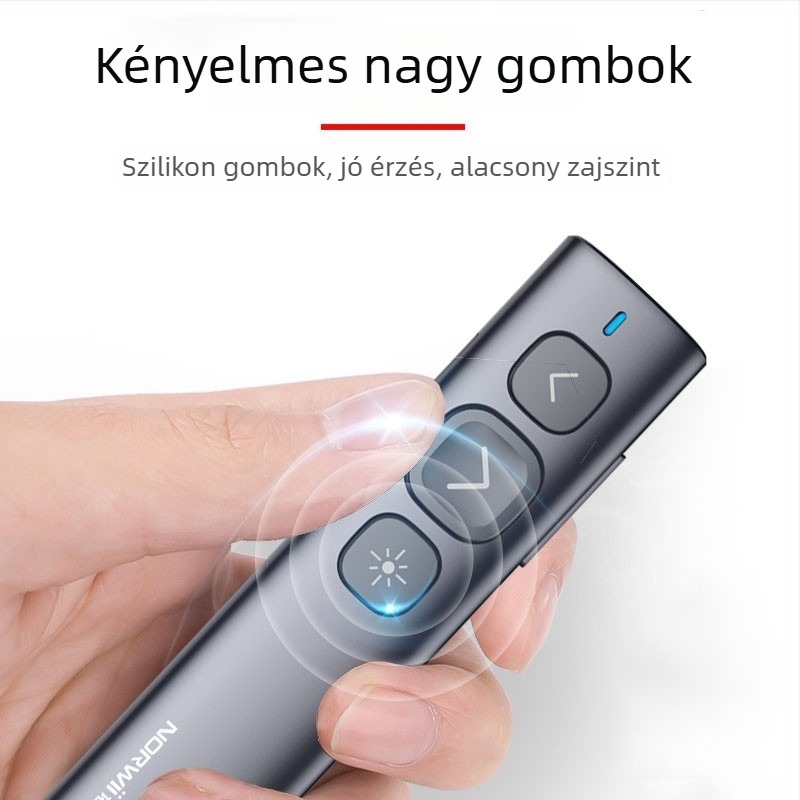 N95 PPT oldalfordító toll laser pointerrel, távirányítóval, újratölthető lítium akkumulátorral, projektoros elektronikus mutató