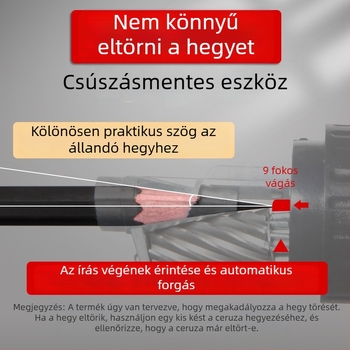 Ceruzahegyező — kézi működtetésű, ABS anyagból, penge hossza 2,1 cm, penge szöge 60°, geometriai forma