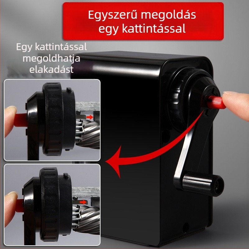 Ceruzahegyező — kézi működtetésű, ABS anyagból, penge hossza 2,1 cm, penge szöge 60°, geometriai forma
