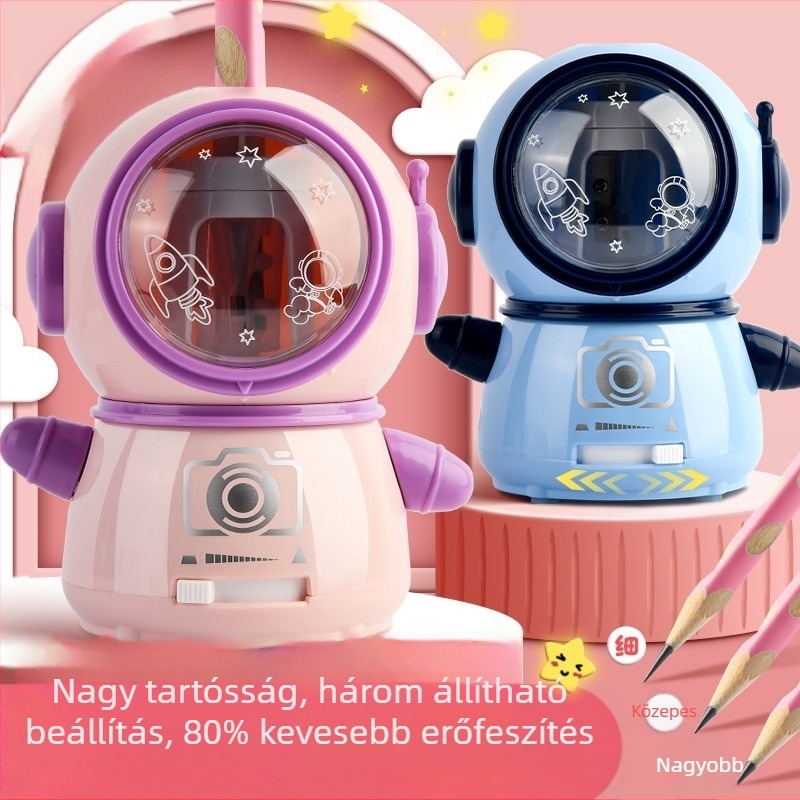 Elektromos ceruzahegyező gyerekeknek, duális energiaellátás, modell DD-8611, műanyag, állatmintás kivitel, 160 g