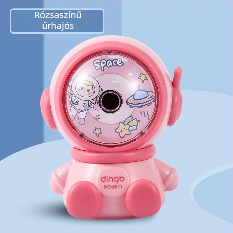 Elektromos ceruzahegyező gyerekeknek, duális energiaellátás, modell DD-8611, műanyag, állatmintás kivitel, 160 g