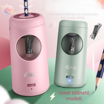 Automatikus elektromos ceruzahegyező USB-tápellátással, fém ötvözet test, beépített por-elszívó