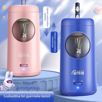 Automatikus elektromos ceruzahegyező USB-tápellátással, fém ötvözet test, beépített por-elszívó