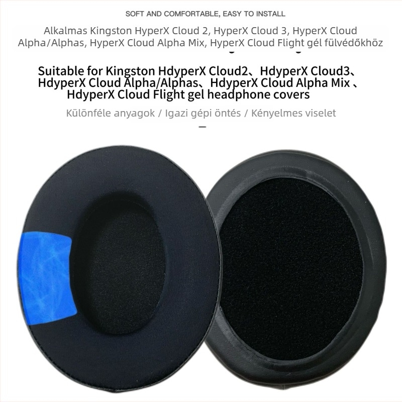 Gél-szivacs fülpárna borítás Kingston Cloud Hurricane 2/3 Alpha Ice Sensing fejhallgatókhoz (egyedi csomag)